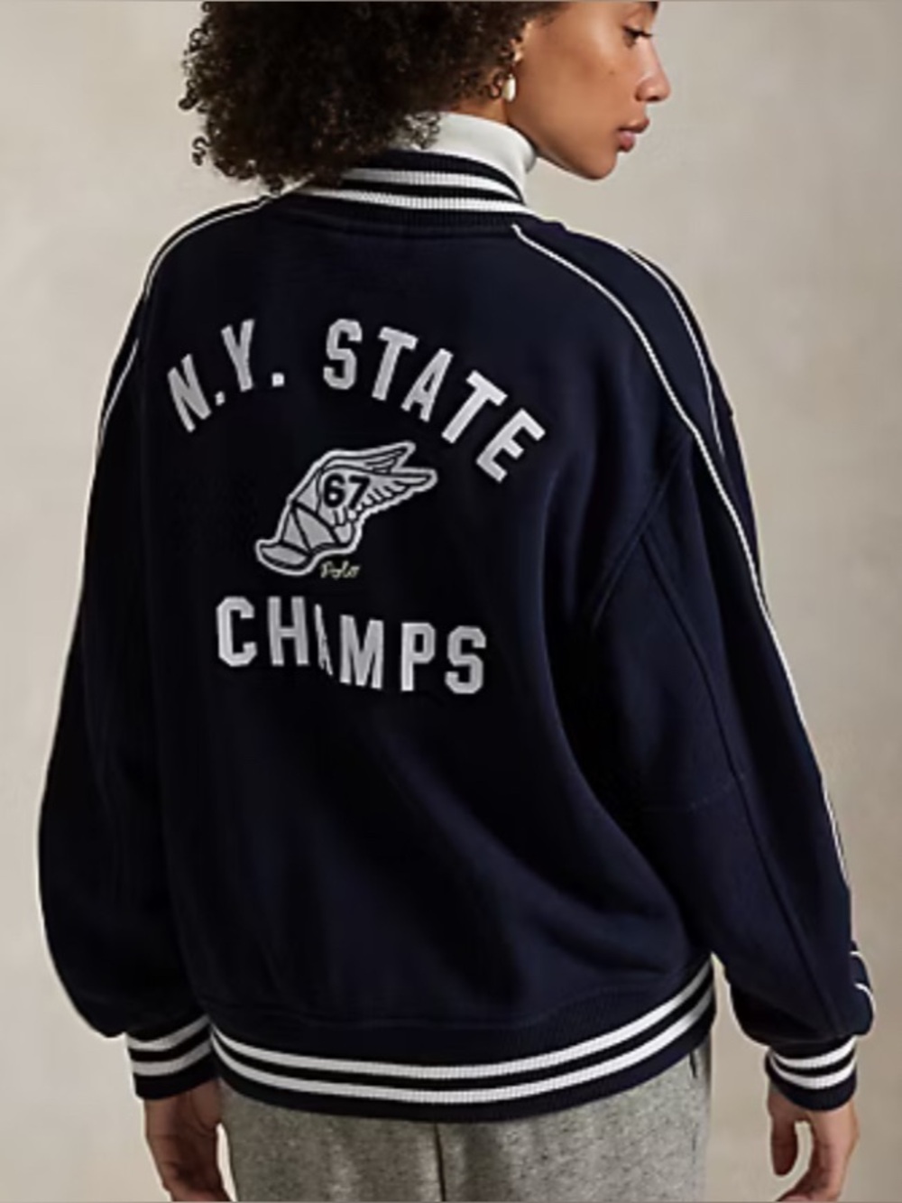 Polo Ralph Lauren P-Wing R Patch NY State Champs Fleece Stadium Jacket - Picture 5 of 16